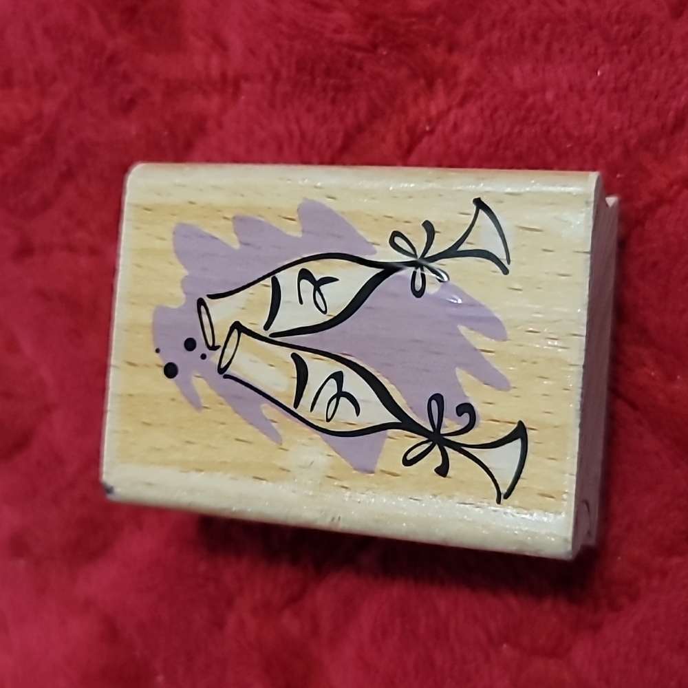 Inkadinkado Champagne Wine Glasses Toasting Wooden Rubber Stamp